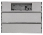 PUSH-BUTTON 2GANG WITH ROOM THERMOSTAT, DISPLAY AND LABELLING FIELD STAINLESS STEEL 