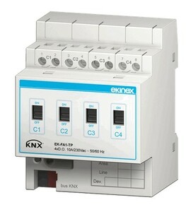 KNX switching actuator, 4 binary outputs , 10A, DIN rail, Ref. EK-FA1-TP