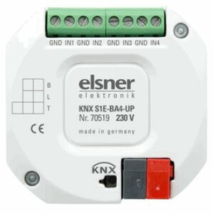KNX S1E-BA2-UP 230 V, 4 A/D Inputs, shader actuator Electronic output for a 230 V-drive 