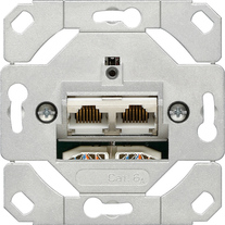 Insert for network connection box Cat.6A 2-gang Insulation displacement contact technology