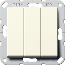 Switch British Standard (BS EN 60669-1), 3-gang ON/OFF Cream white glossy