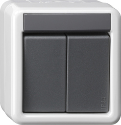 KNX Water-protected surface-mounted push-button bus coupler, 2-gang with single-point operation