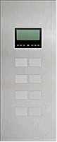 KNX push button 8 rockers, with thermostat, with display, serie LARGHO, aluminium (raised), Ref. 60601-1121-12-0C