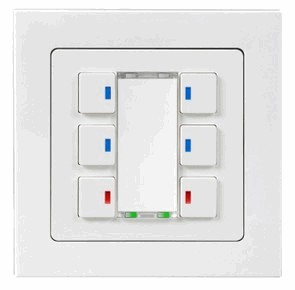KNX push button 6 rockers, with status LED, serie PIAZZA, polar white , Ref. 81102-110-06