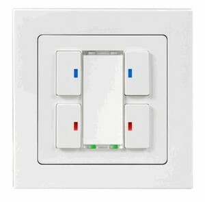 KNX push button 4 rockers, with status LED, with temperature probe input, serie PIAZZA, polar white , Ref. 82102-110-04