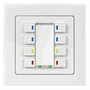 KNX push button 8 rockers, with status LED, with temperature probe input, serie PIAZZA, polar white , Ref. 82102-110-08