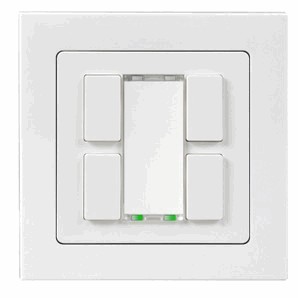 KNX push button 4 rockers, with temperature probe input, serie PIAZZA, polar white , Ref. 82102-110-14