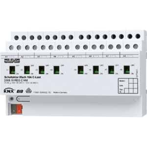 KNX switching actuator, 8 binary outputs  C-load, DIN rail, Ref. 2308.16 REGCHM