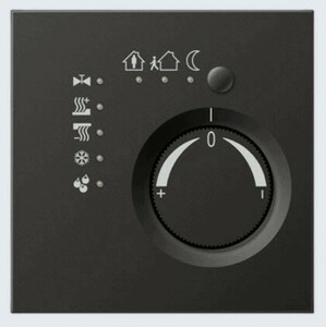 Room temperature controller with integrated push-button interface 4-gang  anthrazit (lackiertes Aluminium)