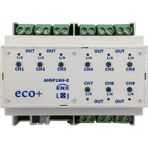KNX switching actuator, AH9F16H-E, 9 binary outputs, 16A C-load, serie ECO+, Ref. 79238