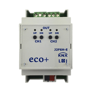 KNX shutter actuator, J2F6-E, 2 channel shutter, 6A, DIN rail, serie ECO+, Ref. 79431