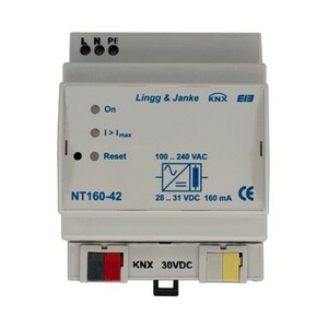 KNX power supply, NT160-42, 160mA, with additional output, DIN rail, Ref. 88407