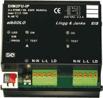 KNX dimmer actuator, DIM2FU-IP-OH, universal, 2 outputs , 570W / >/= 300W, < /= 600W, DIN rail, Ref. 89607