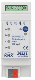 KNX binary input, 4 inputs, 230VAC, DIN rail, Ref. BE-04230.01