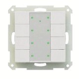 KNX push button 8 rockers, with status LED, serie SERIE 55, white glossy , Ref. BE-TA55P8.G1
