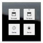 KNX RF push button 4 rockers, with status LED, serie GLASS SERIE, black, Ref. RF-GTA4S.01