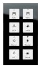 KNX RF push button 8 rockers, with temperature sensor, with status LED, serie GLASS SERIE, glass black, Ref. RF-GTT8S.01