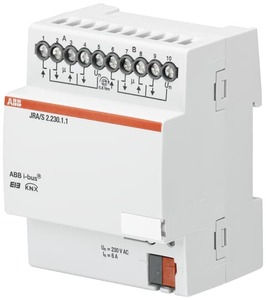 KNX shutter actuator, 2 channel shutter, 230VAC, DIN rail, hellgrau, Ref. JRA/S 2.230.1.1