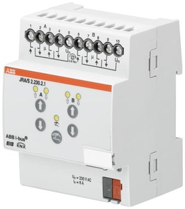 KNX shutter actuator, 2 channel shutter, 230VAC, DIN rail, hellgrau, Ref. JRA/S 2.230.2.1