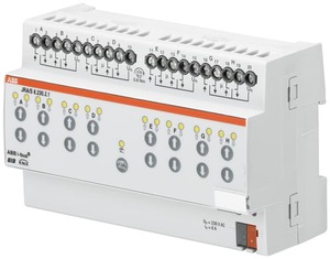 KNX shutter actuator, 8 channel shutter, 230VAC, DIN rail, hellgrau, Ref. JRA/S 8.230.2.1