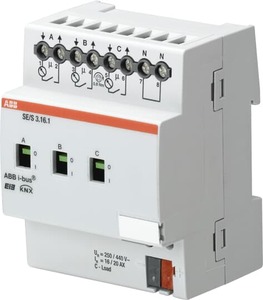KNX switching actuator, 3 binary outputs, 16A / 20A, DIN rail, Ref. SE/S 3.16.1