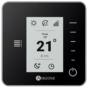 Airzone, thermostat. Airzone think monochrome thermostat wireless black 8z (ce6), serie FLEXA, Ref. AZCE6THINKRN