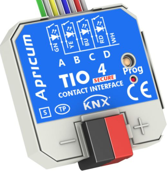 Apricum TIO4-Sec - KNX Secure Push Button Interface 4-fold with LED Outputs, for flush-mounting, Ref. TIO4-Sec