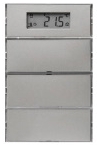 PUSH-BUTTON 3GANG WITH ROOM THERMOSTAT, DISPLAY AND LABELLING FIELD STAINLESS STEEL K.5