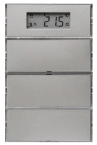 PUSH-BUTTON 3GANG WITH ROOM THERMOSTAT, DISPLAY AND LABELLING FIELD STAINLESS STEEL K.5, Ref. 7566 37 73