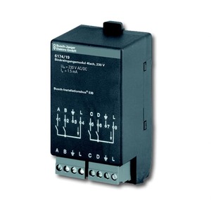 KNX binary input, 4 inputs, 230VAC, surface, serie Room-Controller, Ref. 6174/19