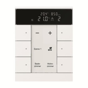Room temperature controller with CO2/moisture sensor and control function 6gang ABB Tenton®