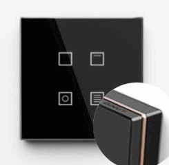 CAPACITIVE PUSH BUTTON LAÜKA KNX 4 BUTTONS BLACK GLASS AND COPPER FRAME