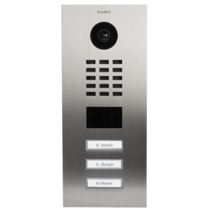 DoorBird IP Video Door Station D2103V, stainless steel V4A (salt-water resistant), brushed, incl. flush-mounting housing, 3 call buttons