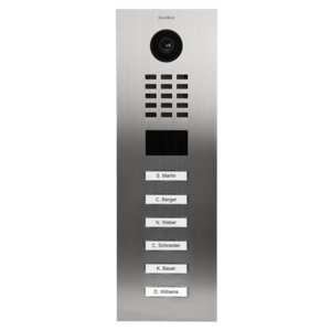 DoorBird IP Video Door Station D2106V, stainless steel V2A, brushed, incl. flush-mounting housing, 6 call buttons