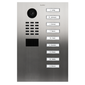 DoorBird IP Video Door Station D2109V, stainless steel V2A, brushed, incl. flush-mounting housing, 9 call buttons