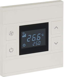 KNX thermostate 4 rockers, with temperature sensor, with display and without status, with manual controls, serie ORIA, ivory white, Ref. INT-OT2-020100