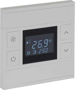 KNX thermostate 4 rockers, with temperature sensor, with display and without status, with manual controls, serie ORIA, gray, Ref. INT-OT2-030100