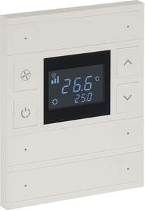 KNX thermostate 6 rockers, with temperature sensor, with display, with manual controls, serie ORIA, ivory white, Ref. INT-OT3-0201F0