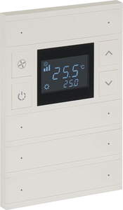 KNX thermostate 8 rockers, with temperature sensor, with display, with manual controls, serie ORIA, ivory white, Ref. INT-OT4-0201F0