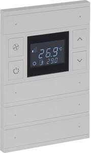 KNX thermostate 8 rockers, with temperature sensor, with display, with manual controls, serie ORIA, gray, Ref. INT-OT4-0301F0