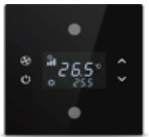 KNX push button 2 rockers, with thermostat, with display, serie ROSA Solid, Ref. INT-RST1-0100F1