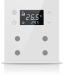 KNX push button 4 rockers, with thermostat, with display, serie MONA, white, Ref. MN-W-T04