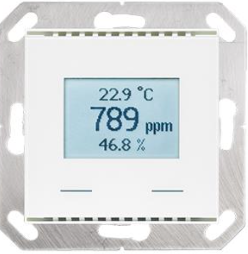 KNX VOC/TH-UP Touch: Room Controller, Mixed Gas/ Temperature/Humidity, pure white