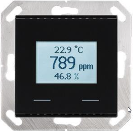 KNX VOC/TH-UP Touch: Room Controller, Mixed Gas/ Temperature/Humidity, jet black