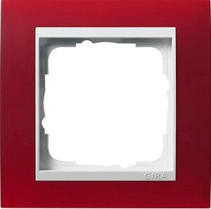 Cover frame 1-gang for pure white central inserts, red