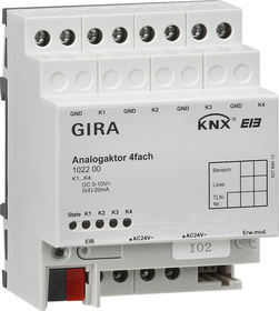 KNX analog actuator, 4 outputs , DIN rail, ohne farbe, Ref. 1022 00