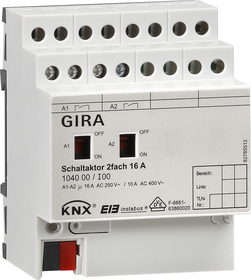 KNX switching actuator, 2 binary outputs , 16A, DIN rail, Ref. 1040 00