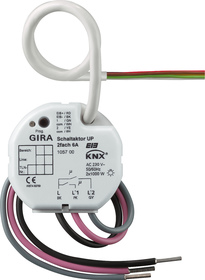 KNX switching actuator, 2 binary outputs , 6A, 500W, flush mount, Ref. 1057 00