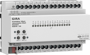 KNX multifuntion actuator, shutter / switching, 16 binary outputs / 8 channel shutter, 16A, 140µF C-load, Ref. 5028 00