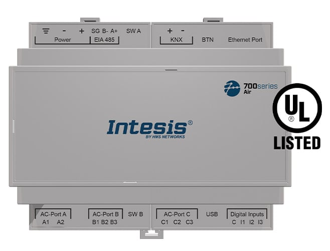 Intesis multi-brand AC interface with KNX, Serial and IP support - Up to 4 Indoor Units, 16 Outdoor Units, Ref. IN770AIRXXSO000
